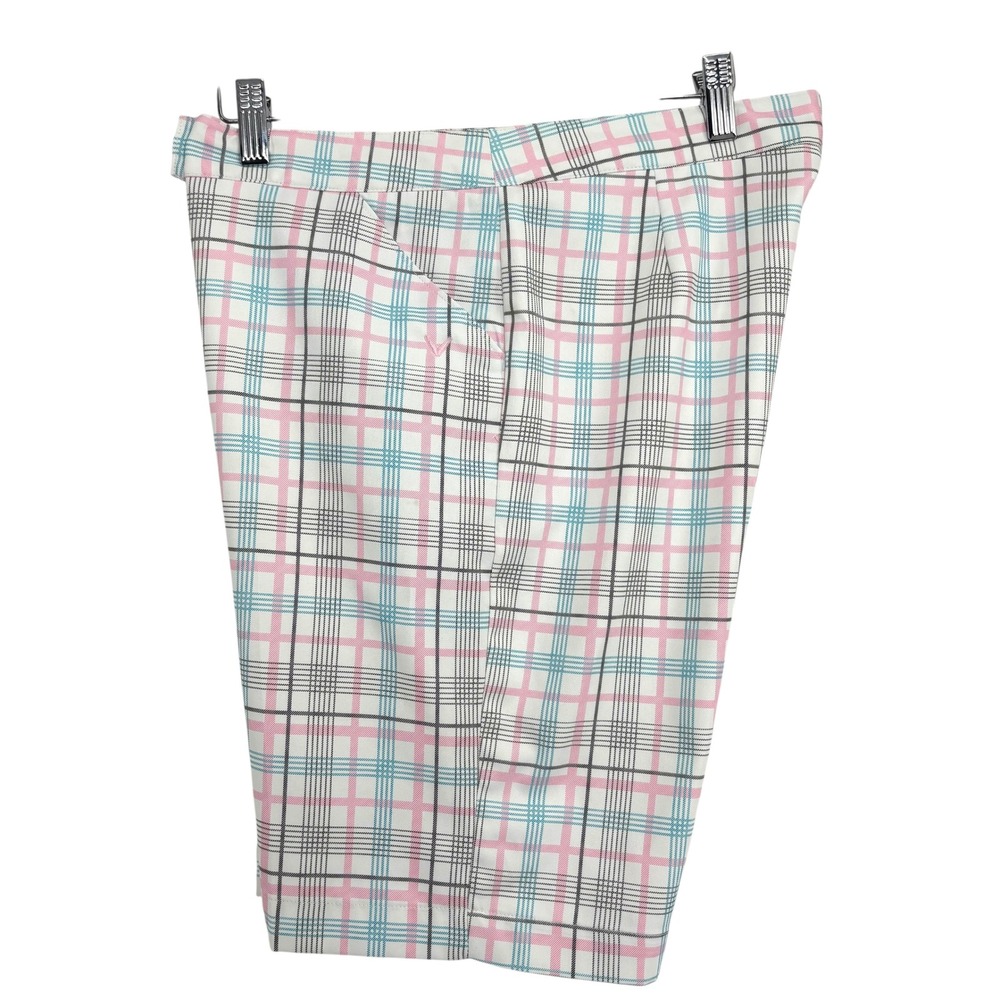 Callaway Opti-Dri White Hawaiian Women Plaid Golf Shorts Size 8 Moisture Wicking - Picture 3 of 8